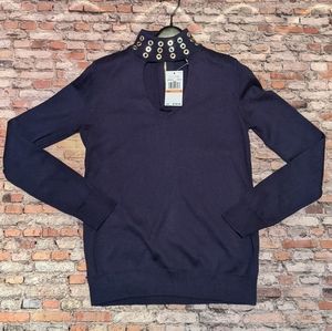 Michael Kors Navy and Gold Sweater Size S